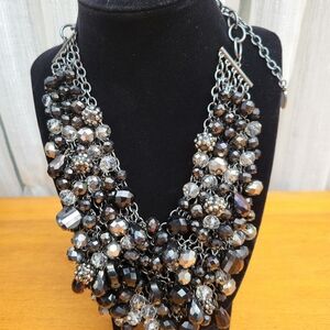 Black and Silver Multi-Strand Statement Necklace